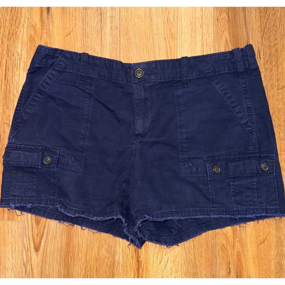 Khakis by Gap Navy Blue Frayed Cargo Shorts Womens Size‎ 4 Cotton Utility Mini